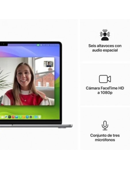 Apple MacBook Air Apple M3/ 8GB/ 256GB SSD/ GPU 10 Núcleos/ 15.3" Gris Espacial