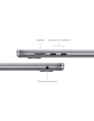 Apple MacBook Air Apple M3/ 8GB/ 256GB SSD/ GPU 10 Núcleos/ 15.3" Gris Espacial