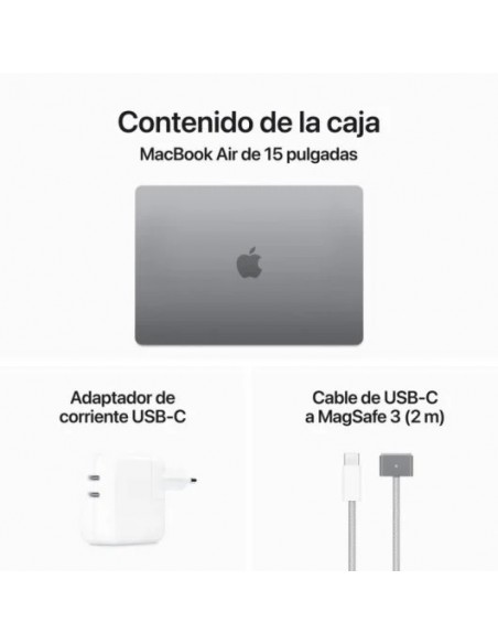 Apple MacBook Air Apple M3/ 8GB/ 256GB SSD/ GPU 10 Núcleos/ 15.3" Gris Espacial