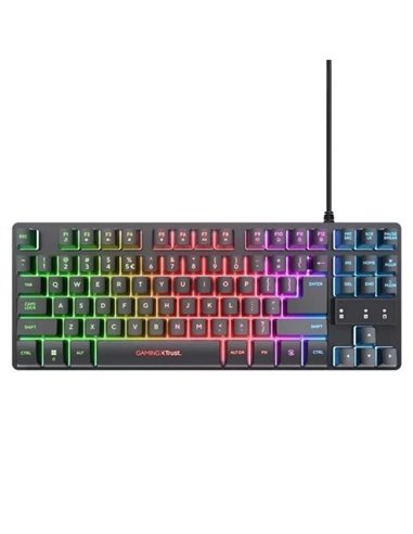 Trust GXT 794 Pack Gaming Teclado TKL RGB Negro + Ratón Inalámbrico RGB Negro + Alfombrilla Negra