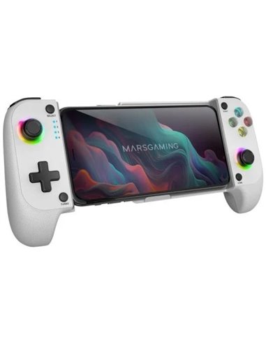 Mars Gaming MGPX Gamepad Vibración Dual Función Turbo Bluetooth 5.0 RGB Blanco para Android e IOS