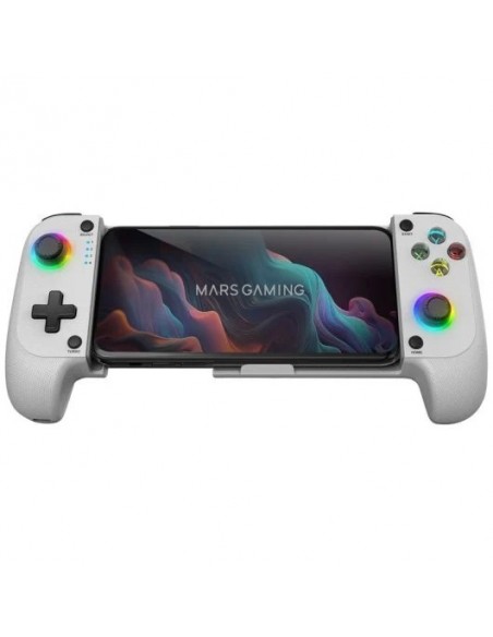 Mars Gaming MGPX Gamepad Vibración Dual Función Turbo Bluetooth 5.0 RGB Blanco para Android e IOS