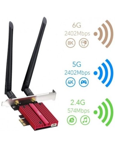 Cudy WE3000S Tarjeta de Red AX5400 Tri-Banda Wi-Fi 6E PCI Express