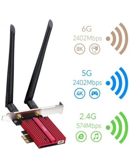 Cudy WE3000S Tarjeta de Red AX5400 Tri-Banda Wi-Fi 6E PCI Express