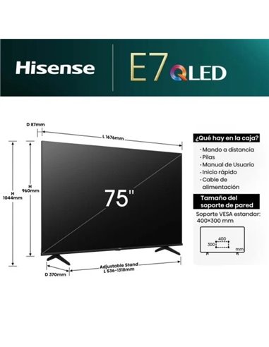 Hisense 75E7NQ 75" QLED UltraHD 4K HDR10 Televisor