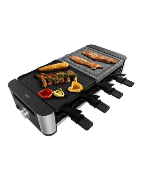 Cecotec Cheese&Grill 16000 Inox Mixgrill Máquina de Raclette para 8 Personas con Grill de 1400W