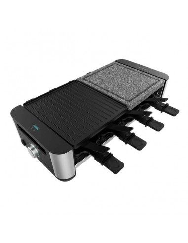 Cecotec Cheese&Grill 16000 Inox Mixgrill Máquina de Raclette para 8 Personas con Grill de 1400W