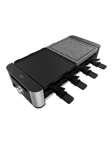 Cecotec Cheese&Grill 16000 Inox Mixgrill Máquina de Raclette para 8 Personas con Grill de 1400W