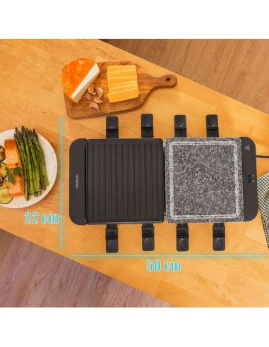 Cecotec Cheese&Grill 16000 Inox Mixgrill Máquina de Raclette para 8 Personas con Grill de 1400W