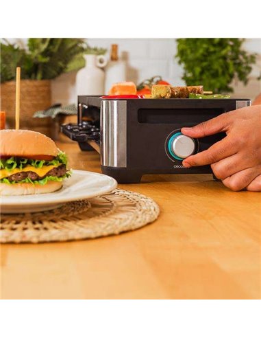 Cecotec Cheese&Grill 16000 Inox Mixgrill Máquina de Raclette para 8 Personas con Grill de 1400W