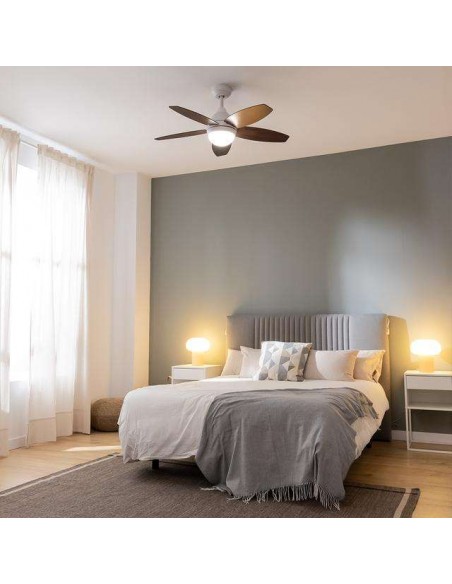 Cecotec EnergySilence Aero 4200 White&DarkWood Ventilador de Techo 53W Luz LED con Mando