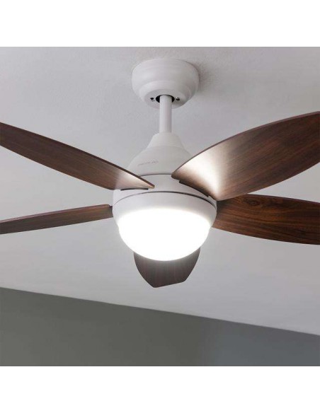 Cecotec EnergySilence Aero 4200 White&DarkWood Ventilador de Techo 53W Luz LED con Mando