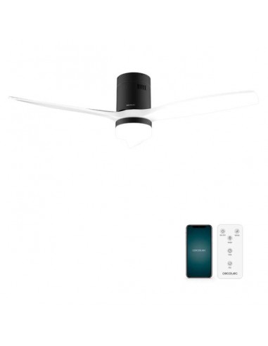 Cecotec EnergySilence Aero 5600 Aqua Black&White Connected Ventilador de Techo 40W Luz Bombilla Mando / WiFi