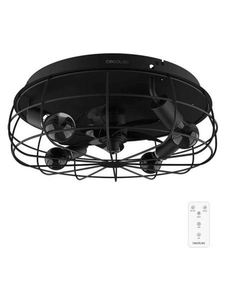 Cecotec EnergySilence LampAero 600 Iron Design Ventilador de Techo de Diseño 20W con Portalámparas y Mando
