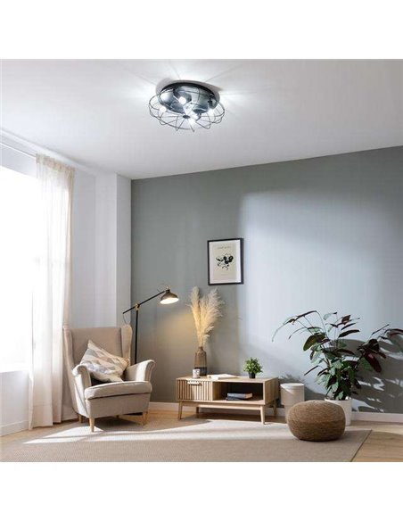 Cecotec EnergySilence LampAero 600 Iron Design Ventilador de Techo de Diseño 20W con Portalámparas y Mando