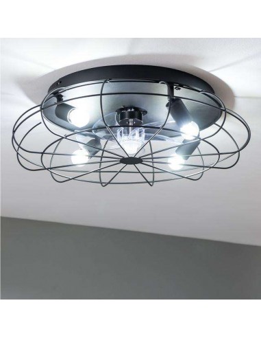 Cecotec EnergySilence LampAero 600 Iron Design Ventilador de Techo de Diseño 20W con Portalámparas y Mando