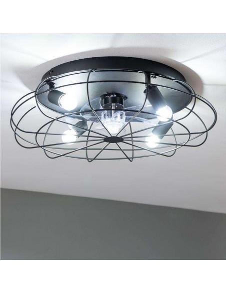 Cecotec EnergySilence LampAero 600 Iron Design Ventilador de Techo de Diseño 20W con Portalámparas y Mando