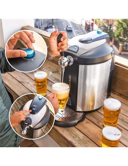 Cecotec BeerFlow Steel 5000 Dispensador de Cerveza 65W Acabados Acero Inoxidable para Barril 5L