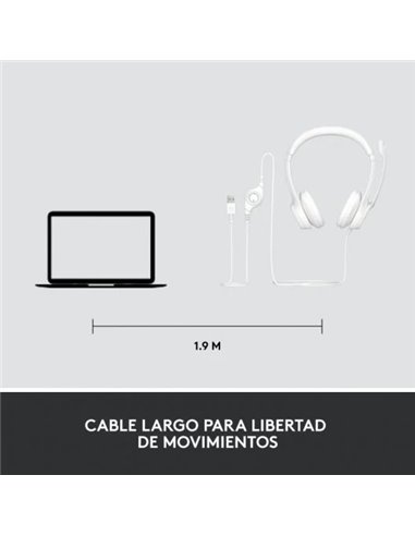 Logitech H390 Auriculares con Cable y Supresión de Ruido funciona con Chromebook Blancos