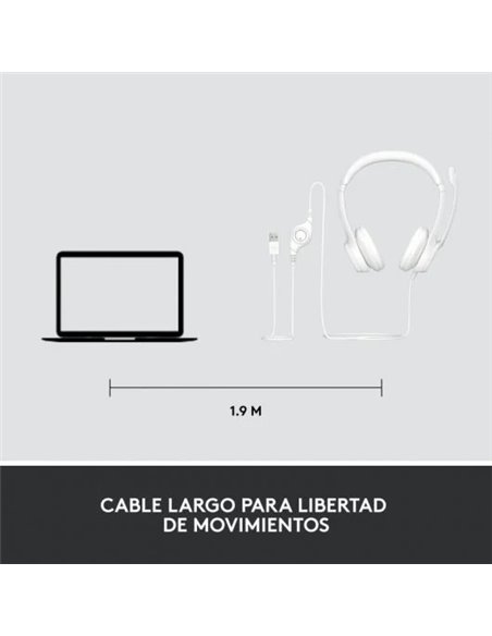 Logitech H390 Auriculares con Cable y Supresión de Ruido funciona con Chromebook Blancos