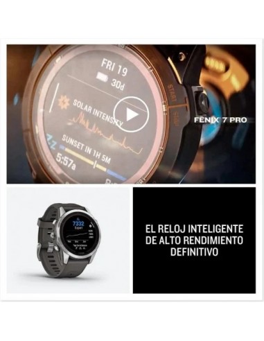 Garmin Fénix 7S Pro Reloj Smartwatch 42mm Plata con Correa Grafito