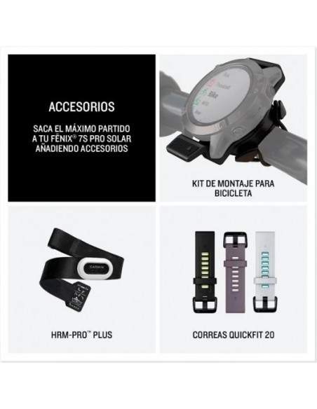 Garmin Fénix 7S Pro Reloj Smartwatch 42mm Plata con Correa Grafito