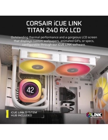 Corsair iCUE LINK TITAN 240 RX LCD Kit Refrigeración Líquida 240mm Blanco