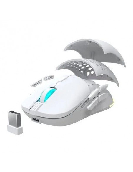 Newskill Arakne Elite Ivory Ratón Inalámbrico RGB 16000 DPI Blanco