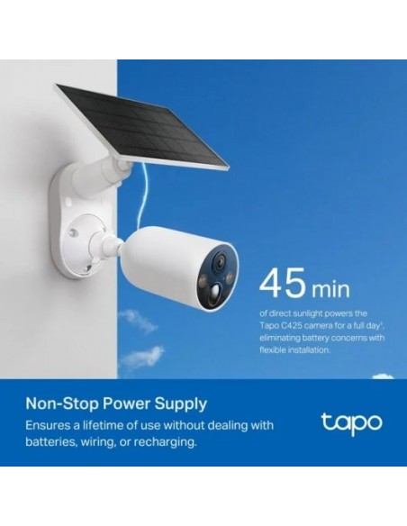 TP-Link Tapo C425 Kit Cámara de Vigilancia Exterior 2K QHD Wi-Fi con Batería y Panel Solar Blanca