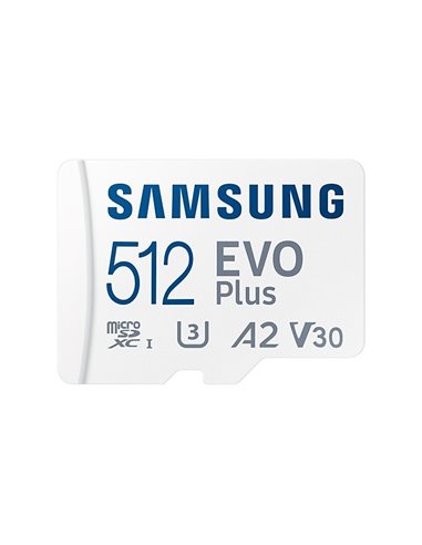 Samsung EVO Plus MicroSDXC 512GB UHS-I U3 V30 Clase 10 + Adaptador SD