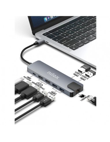 Nilox NXDSUSBC08 Docking Station USB-C 8en1 Dual 4K 100W PD
