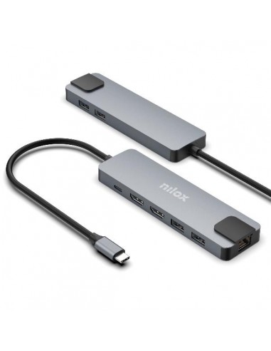 Nilox NXDSUSBC08 Docking Station USB-C 8en1 Dual 4K 100W PD