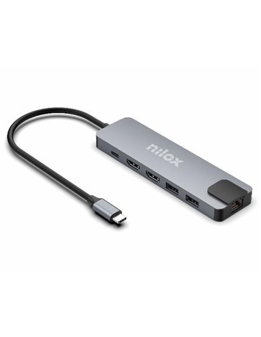 Nilox NXDSUSBC08 Docking Station USB-C 8en1 Dual 4K 100W PD