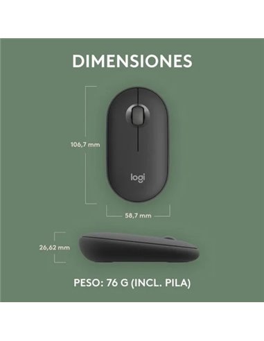 Logitech Pebble Mouse 2 M350s Ratón Bluetooth Clics Discretos