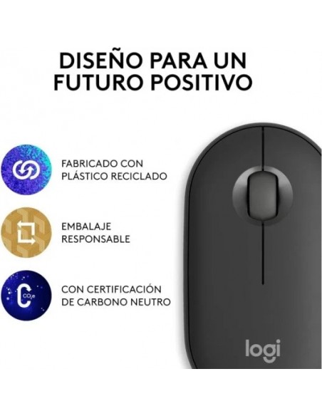 Logitech Pebble Mouse 2 M350s Ratón Bluetooth Clics Discretos