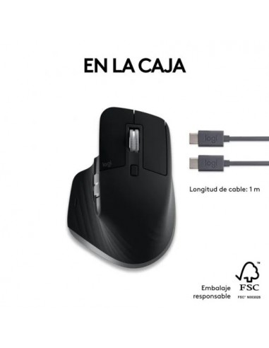 Logitech MX Master 3S para Mac, Apple, iPad, Funciona sobre cristal con Clics Silencioso, USB-C Negro