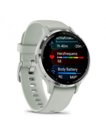Garmin Venu 3S Reloj Smartwatch 41mm Bisel Acero Inoxidable Plateado con Correa de Silicona Verde