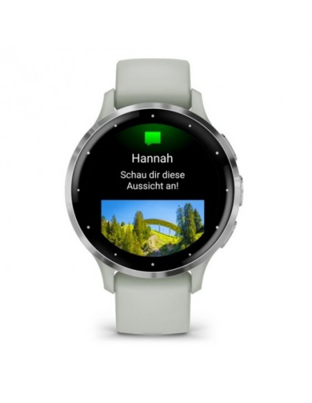Garmin Venu 3S Reloj Smartwatch 41mm Bisel Acero Inoxidable Plateado con Correa de Silicona Verde