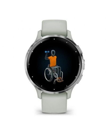 Garmin Venu 3S Reloj Smartwatch 41mm Bisel Acero Inoxidable Plateado con Correa de Silicona Verde