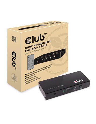 Club 3D CSV-1370Conmutador HDMI 2.0 UHD 4K
