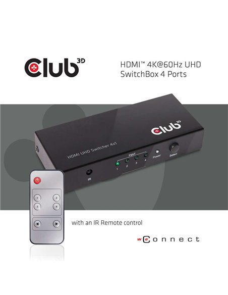 Club 3D CSV-1370Conmutador HDMI 2.0 UHD 4K