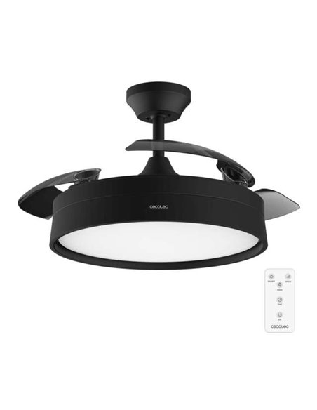 Cecotec Energysilence Aero 4200 invisible black Ventilador de Techo con 3 Aspas Retráctiles LED y Mando a Distancia