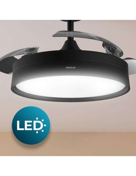 Cecotec Energysilence Aero 4200 invisible black Ventilador de Techo con 3 Aspas Retráctiles LED y Mando a Distancia