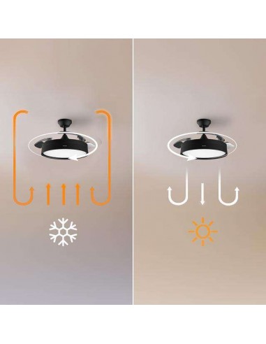 Cecotec Energysilence Aero 4200 invisible black Ventilador de Techo con 3 Aspas Retráctiles LED y Mando a Distancia