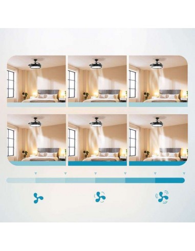 Cecotec Energysilence Aero 4200 invisible black Ventilador de Techo con 3 Aspas Retráctiles LED y Mando a Distancia