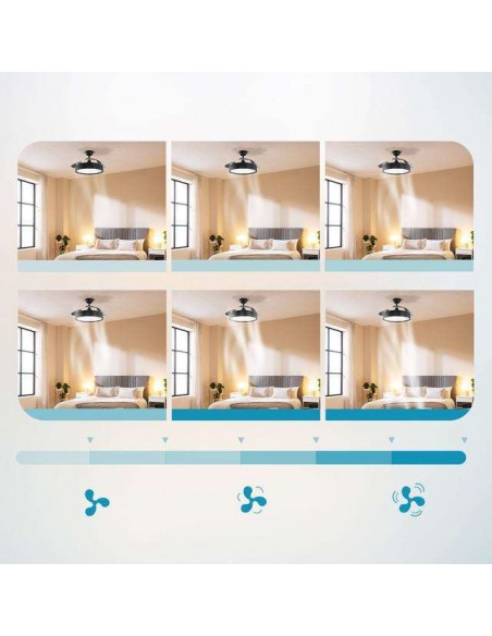 Cecotec Energysilence Aero 4200 invisible black Ventilador de Techo con 3 Aspas Retráctiles LED y Mando a Distancia