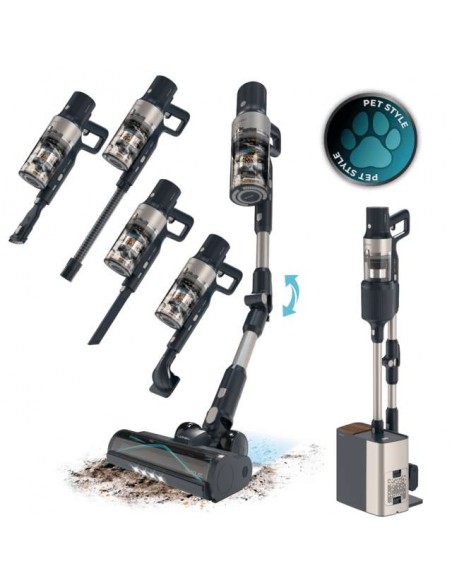Cecotec Conga Rockstar 5500 Hurricane Station Pet Flex Aspirador Vertical con Base de Autovaciado