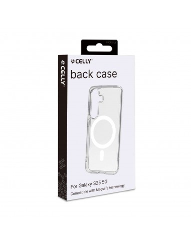 Celly GELSKINMAG1120 Funda Transparante con Carga Inalámbrica Samsung Galaxy S25 5G