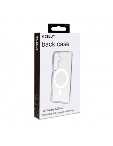 Celly GELSKINMAG1120 Funda Transparante con Carga Inalámbrica Samsung Galaxy S25 5G