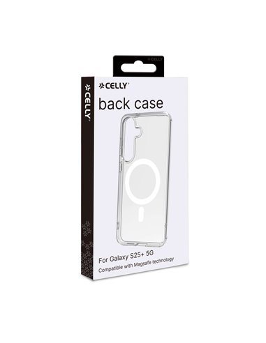 Celly GELSKINMAG1121 Funda Transparante con Carga Inalámbrica Samsung Galaxy S25+ 5G